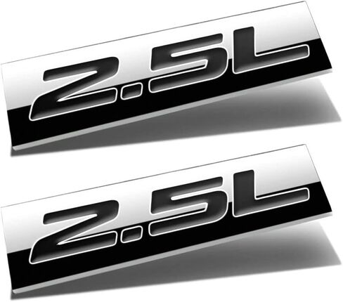 2Pcs 3D Polished Chrome 2.5L Letter Car Emblem Trunk Lid Sport Decal Car Badge Scratch Masking Sticker 2.5L (Silver&Black) in Kuwait