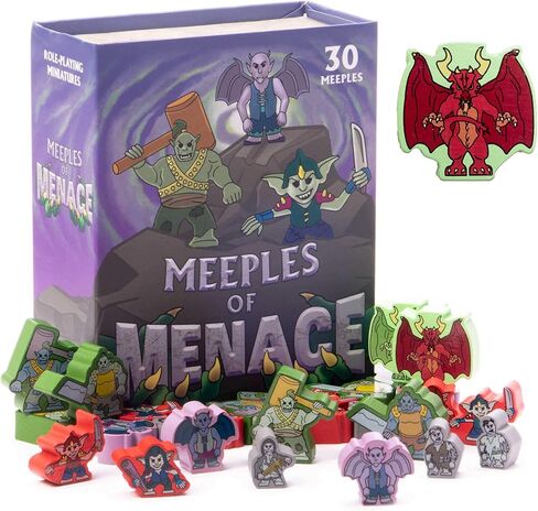 Meeples of Menace | 30 Pack of 16mm Minis Wooden Fantasy Meeple Miniatures Tabletop Role Playing RPG | Meeples of Menace in Saudi Arabia