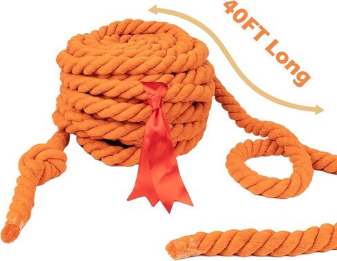 40FT Tug of War Rope,Tug a War Rope,Tug of War Rope Adult with Cotton Rope,10 Medals,2 Flags,Whistle,Ribbon and Storage Bag,Orange ,Field Day Games,Outdoor Games,Family Reunion and Team Building Games in Saudi Arabia