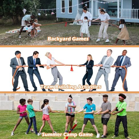 40FT Tug of War Rope,Tug a War Rope,Tug of War Rope Adult with Cotton Rope,10 Medals,2 Flags,Whistle,Ribbon and Storage Bag,Orange ,Field Day Games,Outdoor Games,Family Reunion and Team Building Games in Saudi Arabia