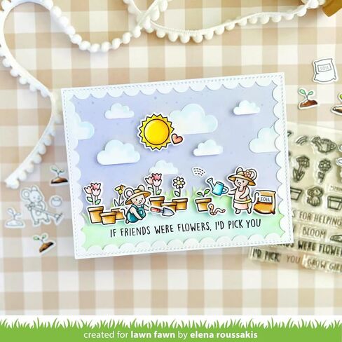 Lawn Fawn Stamp Set Bundle - Garden Mouse Stamp Set Photopolymer Clear Stamps with Coordinating Custom Craft Die Cuts - with Trebbies Detail Sticks in Kuwait