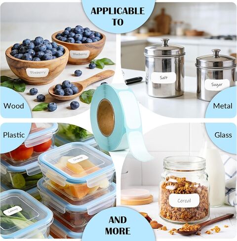 THEBLUETOUCH 500 pcs Dissolvable Food Labels - 0.75" x 1.75" Water Dissolving Labels, No Residue for Meal Prep & Food Storage Containers in Saudi Arabia