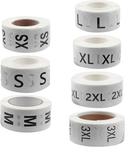 3500Pcs Colorful Clothing Size Stickers, Self Adhesive 1Inch Round T-Shirt Labels, Coded Apparel Size Labels for Clothing T Shirts Trousers Skirt Retail/Consumers,7 Rolls, 7Sizes in Saudi Arabia