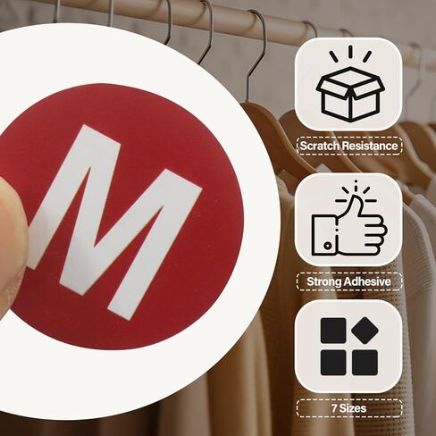 3500Pcs Colorful Clothing Size Stickers, Self Adhesive 1Inch Round T-Shirt Labels, Coded Apparel Size Labels for Clothing T Shirts Trousers Skirt Retail/Consumers,7 Rolls, 7Sizes in Saudi Arabia