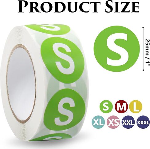 3500Pcs Colorful Clothing Size Stickers, Self Adhesive 1Inch Round T-Shirt Labels, Coded Apparel Size Labels for Clothing T Shirts Trousers Skirt Retail/Consumers,7 Rolls, 7Sizes in Saudi Arabia