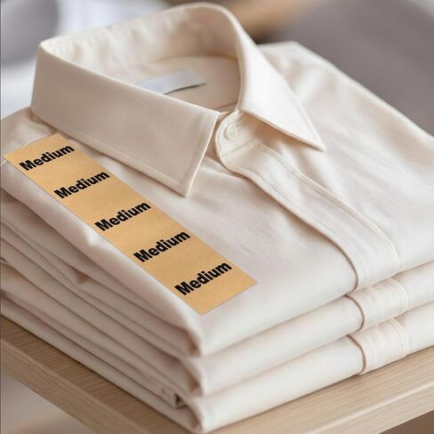 750 PCS XS-2XL Clothing Size Strip Labels - 1.25'' x 5'' Natural Kraft Size Strip Adhesive Stickers for T-Shirt Trouser Skirt Retail Apparel & Clothing Organization in Saudi Arabia