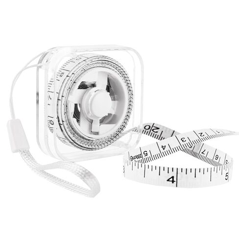 GDMINLO Square Transparent Soft Tape Measure, Dual-Scale 79inch/200cm for Body Measuring, Mini Tape Measure with Hand Strap for Tailoring, Sewing and Weight Tracking (White) in Kuwait
