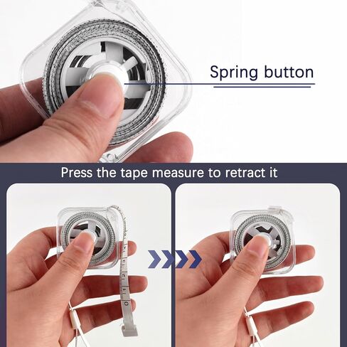 GDMINLO Square Transparent Soft Tape Measure, Dual-Scale 79inch/200cm for Body Measuring, Mini Tape Measure with Hand Strap for Tailoring, Sewing and Weight Tracking (White) in Kuwait