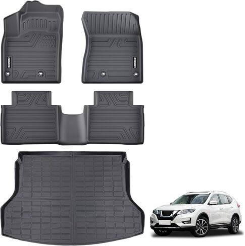 Floor Mats & Cargo Liner Compatible with 2021-2026 Nissan Rogue(NOT for Rogue Sport),TPE All Weather Floor Liners & Cargo Mat 4pcs Full Set Rogue Accessories Black in Saudi Arabia