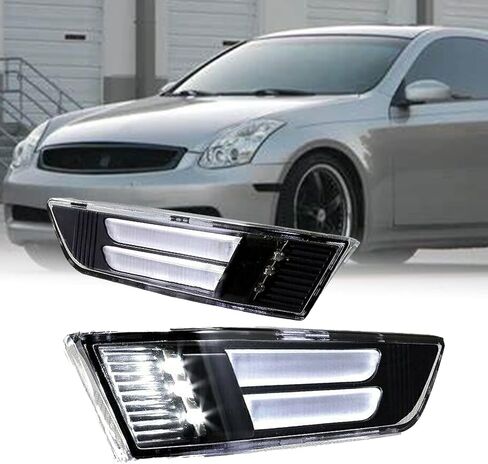 Fits 2003 2004 2005 2006 2007 For INFINITI G35 2 Door Coupe parking turn signal light, Compaire with Smoke Lens White LED Front Bumper Side Marker Parking Light Pair in Saudi Arabia