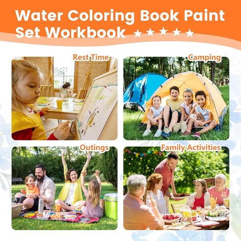 Watercolor Workbook Set,Water Coloring Book Set,12 Different Patterns of Original DIY Designs,12-Color Watercolor Paint Set with Paintbrush,Beginner-Friendly Watercolor Workbooks (flower) in Saudi Arabia