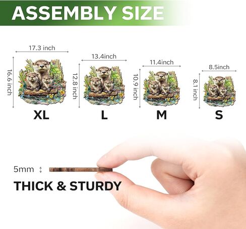 Jigfoxy Wooden Puzzles for Adults, Otter Wood Puzzle for Adults, Unique Animal-Shaped Wooden Jigsaw Puzzle, Christmas Thanksgiving Gifts for Puzzle Lovers, Family and Friends (S-8.5 * 8.1in-100pcs) in Kuwait