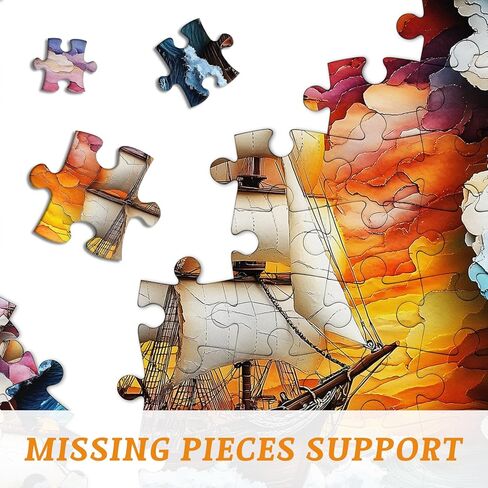 PICKFORU Sailboat 1000 Piece Puzzle for Adults, Colorful Sunset Sea Jigsaw Puzzles Boat, Gradient Ocean Stone Carving Theme Puzzle in Kuwait