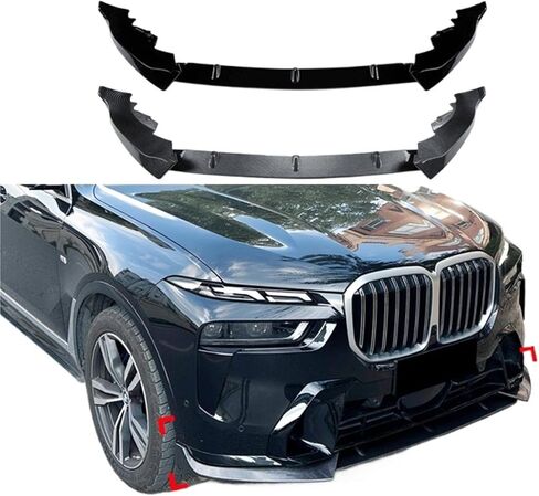 Compatible for BMW X7 G07 2023+ 3pcs/Set Car Front Bumper Lip Spoiler Splitter Body Kit Protector Guard Exterior Tuning Accessories Part(Glossy Black) in Saudi Arabia