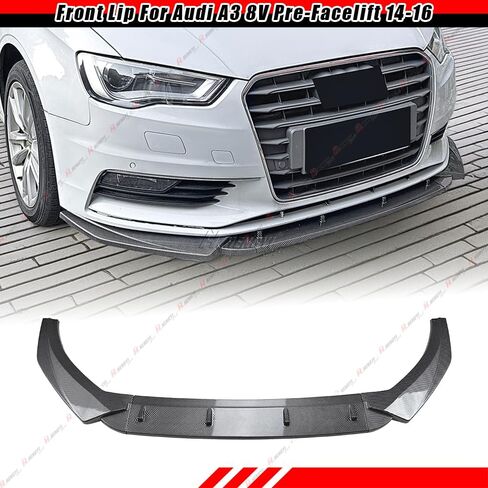 Aerodynamic Front Bumper Splitter Lip, Blade, Chin Spoiler, Body Kit Fit for Audi A3 8V Pre-Facelift 2013-2016 Standard,Carbon Fiber Style in Saudi Arabia