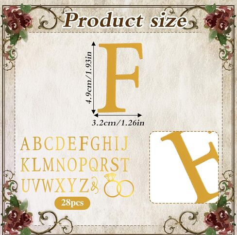 Wedding Cake Toppers Diamond Ring Personalized Cake Topper with 26 Letter Bride and Groom Initial Sign Custom Cakes Topper Wedding Toppers for Cakes - Gold Acrylic in Saudi Arabia