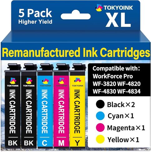 TOKYOINK Remanufactured Ink Cartridges Replacement for Epson 822XL Ink Cartridges Compatible for Workforce Pro WF-3820 WF-4830 WF-4820 WF-4830 WF-4833 WF-4834 Printer 5 Pack in Saudi Arabia