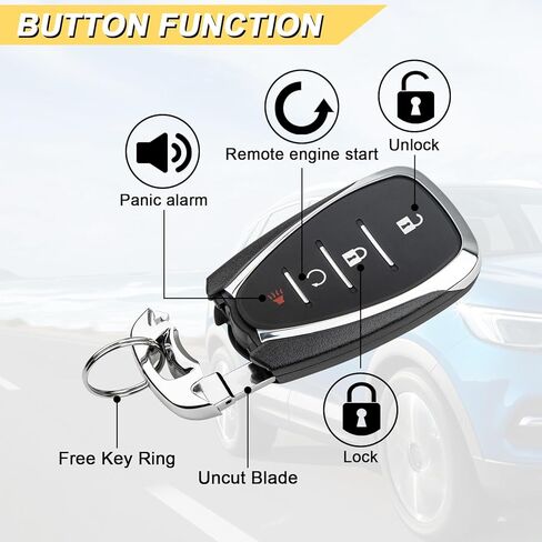 استبدال مفتاح Vurkcy لـ 2018-2021 Chevy Equinox/ 17-20 Trax/ 16-19 فولت/ 17-18 جهاز تحكم عن بعد للدخول بدون مفتاح للسيارة، HYQ4AA HYQ4AS، 4 أزرار in Kuwait