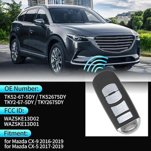 X AUTOHAUX WAZSKE13D02 315Mhz استبدال مفتاح ذكي عن بعد للدخول بدون مفتاح فوب لمازدا CX-9 لمازدا CX-5 17-19 TK52-67-5DY TK52675DY 49 رقاقة 4 أزرار 2 قطعة in Kuwait