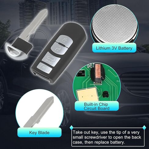 X AUTOHAUX WAZSKE13D02 315Mhz استبدال مفتاح ذكي عن بعد للدخول بدون مفتاح فوب لمازدا CX-9 لمازدا CX-5 17-19 TK52-67-5DY TK52675DY 49 رقاقة 4 أزرار 2 قطعة in Kuwait