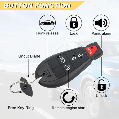 Vurkcy Key Fob Replacement for 2013-2016 Dodge Dart Car Keyless Entry Remote Control, M3N32297100 M3N-32297100, 5 Buttons in Kuwait