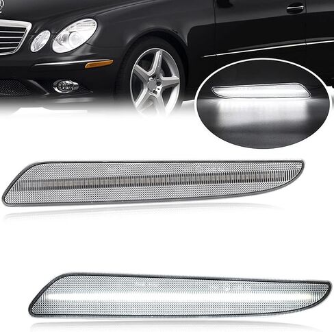 E320 E350 E550 E63 AMG LED Side Marker Lights For 2007-2009 Mercedez Benz E-Class W211 Facelift Clear Lens Sidemarker White LED Turn Signal Driving Running Lights OEM 2118200921 in Kuwait