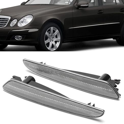 E320 E350 E550 E63 AMG LED Side Marker Lights For 2007-2009 Mercedez Benz E-Class W211 Facelift Clear Lens Sidemarker White LED Turn Signal Driving Running Lights OEM 2118200921 in Kuwait