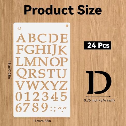 24 PCS Letter Stencils for Painting Reusable Symbols Number Stencils 4x7 Inch Alphabet Stencil Various Font Styles Templates with Geometric Shape Symbols for Crafts Art Projects Scrapbook Home Decor in Kuwait