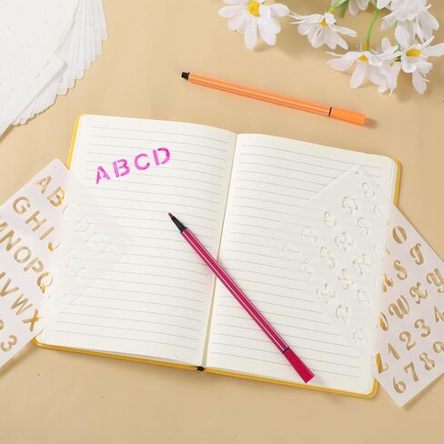 24 PCS Letter Stencils for Painting Reusable Symbols Number Stencils 4x7 Inch Alphabet Stencil Various Font Styles Templates with Geometric Shape Symbols for Crafts Art Projects Scrapbook Home Decor in Kuwait