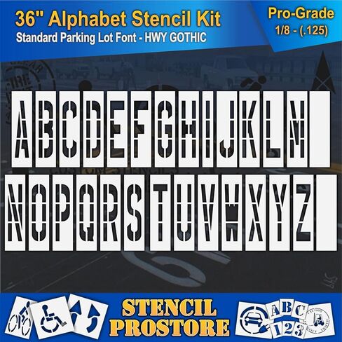 Pavement Stencils - 36 inch Alphabet KIT Stencil Set - (28 Piece) - 36" x 9" x 1/8" (128 mil) - Pro-Grade in Saudi Arabia