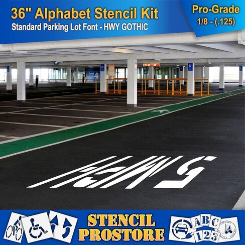Pavement Stencils - 36 inch Alphabet KIT Stencil Set - (28 Piece) - 36" x 9" x 1/8" (128 mil) - Pro-Grade in Saudi Arabia