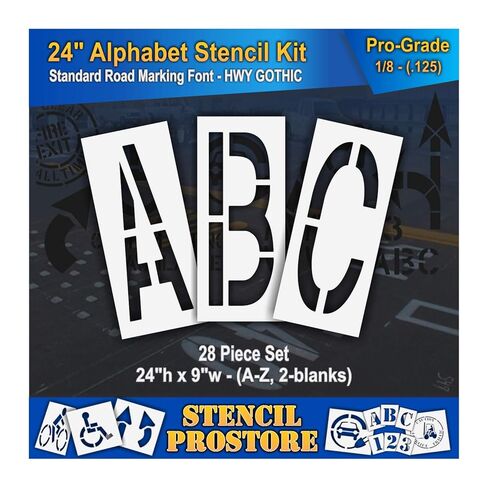 Pavement Stencils - 24 inch Alphabet KIT Stencil Set - (28 Piece) - 24" x 9" x 1/8" (128 mil) - Pro-Grade in Saudi Arabia