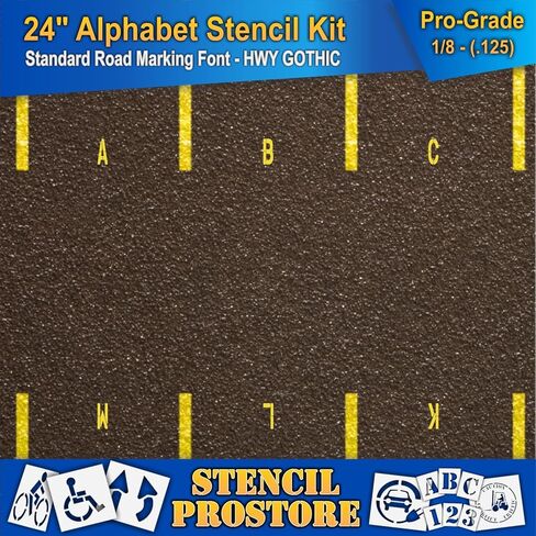 Pavement Stencils - 24 inch Alphabet KIT Stencil Set - (28 Piece) - 24" x 9" x 1/8" (128 mil) - Pro-Grade in Saudi Arabia