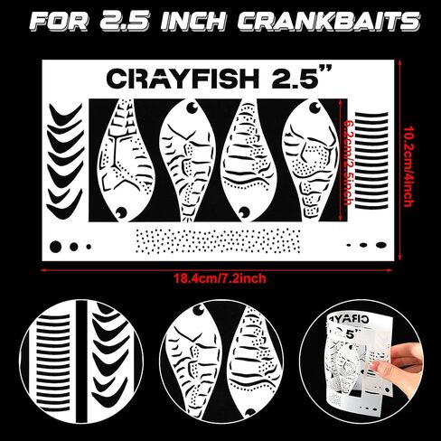 2 Pcs Crayfish Fishing Lure Airbrush Stencils Templates 4 x 7.2 Inch Bulk Lures Stencil Kit Reusable DIY Crayfish Baits Stencil for Fishing Accessories in Saudi Arabia