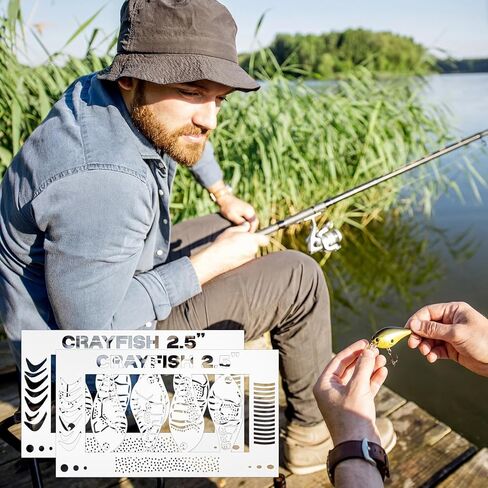 2 Pcs Crayfish Fishing Lure Airbrush Stencils Templates 4 x 7.2 Inch Bulk Lures Stencil Kit Reusable DIY Crayfish Baits Stencil for Fishing Accessories in Saudi Arabia