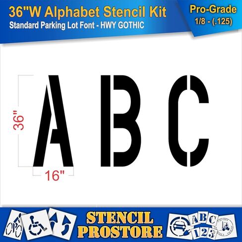 Pavement Stencils - 36 inch Alphabet KIT Stencil Set - (28 Piece) - 36" x 16" x 1/8" (128 mil) - Pro-Grade in Saudi Arabia
