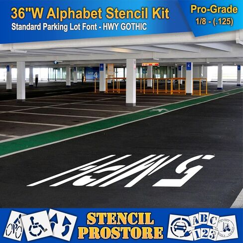 Pavement Stencils - 36 inch Alphabet KIT Stencil Set - (28 Piece) - 36" x 16" x 1/8" (128 mil) - Pro-Grade in Saudi Arabia