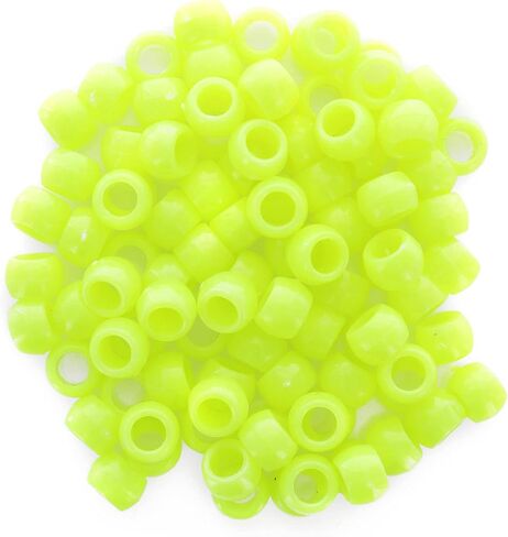 أساسيات من Leisure Arts Pony Beads، 6x9 مم، أصفر نيون، 750 قطعة - مجموعة صنع الأساور للمجوهرات وحرف كاندي - خرزات يدوية كبيرة لأساور الصداقة والمشروعات اليدوية in Kuwait
