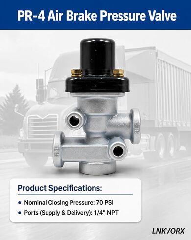 PR-4 Air Brake Pressure Valve - 70 PSI Protection Valve Replaces 288323, 641137, 503511C - Compatible with Bendix, Mack, Navistar, Volvo VNL - for Heavy Duty Truck & Trailer in Saudi Arabia