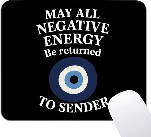 Evil Eye Mouse Pad - Black Inspirational Square Greek Egyptian Mousepad for Office Computer Laptop, Evil Eye Gifts, Non-Slip Rubber Base with Stitched Edge, 7.9x9.5 Inches in Kuwait