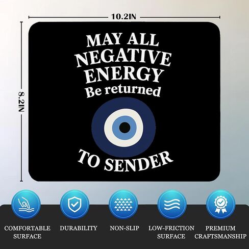 Evil Eye Mouse Pad - Black Inspirational Square Greek Egyptian Mousepad for Office Computer Laptop, Evil Eye Gifts, Non-Slip Rubber Base with Stitched Edge, 7.9x9.5 Inches in Kuwait