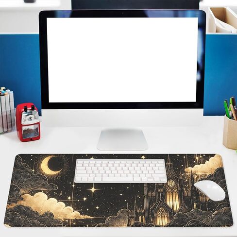 Dark Gothic Girl Gaming Mouse Pad Red Eyes Chains Extended Gaming Mouse Pad Mat with Stitched Edge Non-Slip Base Office Computer Keyboard Laptop 31.5"x11.8" in Kuwait