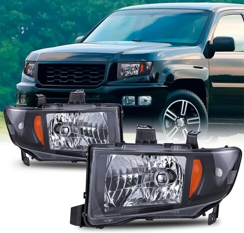 For 2006 2007 2008 2009 2010 2011 2012 2013 2014 Honda Ridgeline Headlights Set LH & RH Sides Black Housing in Saudi Arabia