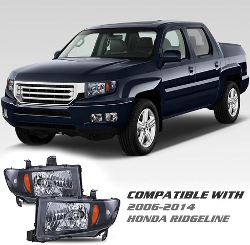 For 2006 2007 2008 2009 2010 2011 2012 2013 2014 Honda Ridgeline Headlights Set LH & RH Sides Black Housing in Saudi Arabia