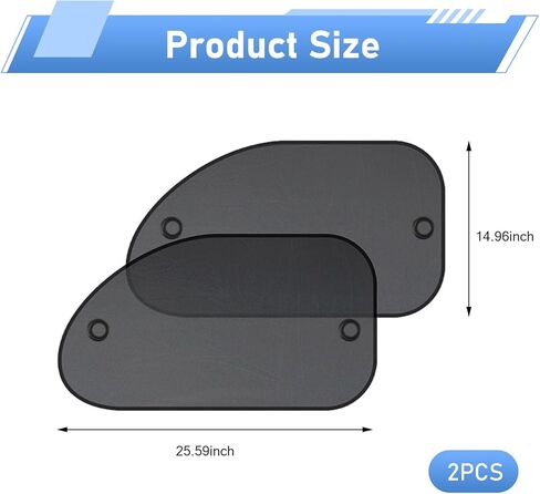 2PCS Car Side Window Sun Shade, Mesh Breathable Vehicle Front Passenger Sunscreen, Suction Cup Anti-glare Sun Protection Accessory, Universal for Most Vehicles (Black) in Saudi Arabia