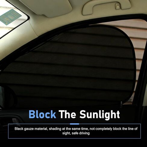 2PCS Car Side Window Sun Shade, Mesh Breathable Vehicle Front Passenger Sunscreen, Suction Cup Anti-glare Sun Protection Accessory, Universal for Most Vehicles (Black) in Saudi Arabia