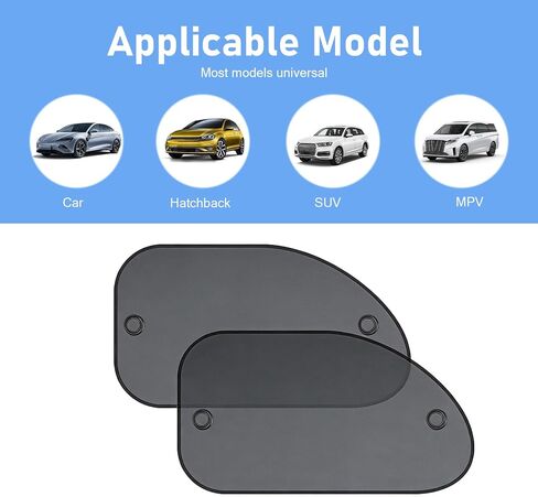 2PCS Car Side Window Sun Shade, Mesh Breathable Vehicle Front Passenger Sunscreen, Suction Cup Anti-glare Sun Protection Accessory, Universal for Most Vehicles (Black) in Saudi Arabia