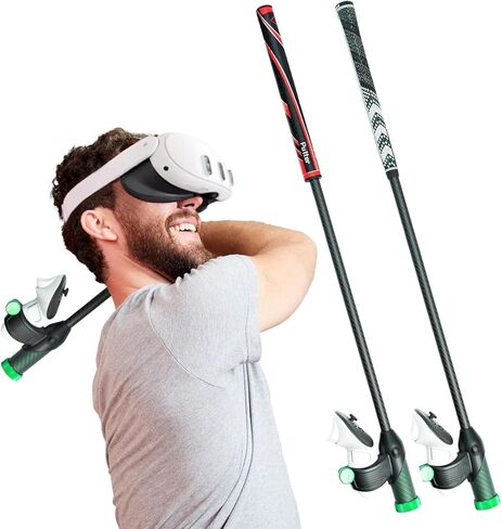 DriVR Elite Standard Putter Combo - Realistic VR Golf Simulator Handle - Carbon Fiber VR Golf Club Handle for Quest 2, 3 and Pro - Adjustable Weighted VR Golf Simulator Grip in Kuwait