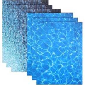 6 Pcs Artificial Ripple Water Effect Sheet Self Adhesive, Ocean Diorama Supplies Paper, 11.8 X 8.3 Water Wave Effect Stickers for Miniature Sand Table Model Decor Lake(2 Styles) in Saudi Arabia