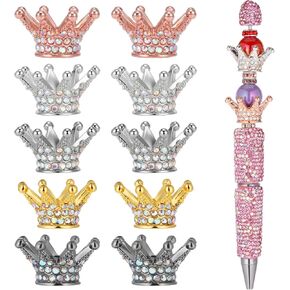 10 PCS Crown Focal Beads for Pens, Rhinestone Spacer Beads for Beadable Pens, Bling Fancy Bead for DIY Jewelry Making, Keychain, Bracelet, Necklace Crafts and Charms in Saudi Arabia